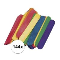 Rayher ijsstokjes gekleurd - 144x - 15 x 2 cm - knutselstokjes - hobby houtjes artikelen