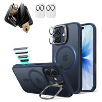 iPhone 17 Bundle Classic Hybrid Magnetic Case (Stash Stand) and Armorite Pro Privacy Screen Protector - Frosted Blue