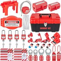 VEVOR 42-delige lockout-tagout-sets Elektrische beveiliging Loto-set inclusief hangsloten, 5 soorten vergrendelingen, grendels, tags en kabelbinders Box Lockout-beveiligingshulpmiddelen voor B