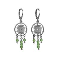 Flow Jewels Oorringen Sunny Groen Steentje Zilver