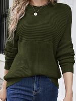 Crew Neck Yarn/Wool Yarn Casual Sweater - thumbnail