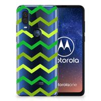 Motorola One Vision | TPU bumper | Zigzag Groen