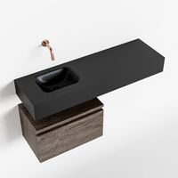 Toiletmeubel Mondiaz Andor | 100 cm | Meubelkleur Dark brown | Lex vrijhangend wastafel Urban Links | Zonder kraangat Toiletmeubel Mondiaz Andor | 100 cm | Meubelkleur Dark brown | Lex vrijhangend wastafel Urban Links | Zonder kraangat