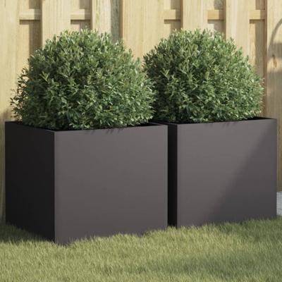 VidaXL Plantenbakken 2 st 42x40x39 cm staal zwart
