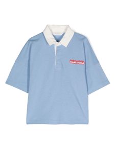 Palm Angels Kids polo Flames à logo imprimé - Bleu