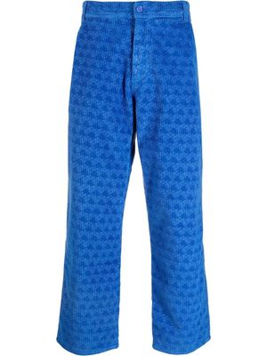 ERL pantalon en velours côtelé à imprimé graphique - Bleu