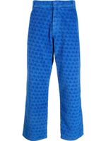 ERL pantalon en velours côtelé à imprimé graphique - Bleu