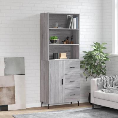 Hoge kast 69,5x34x180 cm bewerkt hout grijs sonoma eikenkleurig