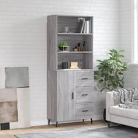 Hoge kast 69,5x34x180 cm bewerkt hout grijs sonoma eikenkleurig