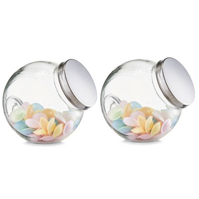 Set van 2x stuks glazen voorraadpotten/snoeppotten met zilveren deksel 2900 ml