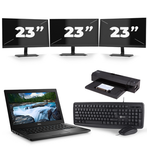 Dell Latitude 7390 - Intel Core i7-8e Generatie - 13 inch - 16GB RAM - 512GB SSD - Windows 11 + 3x 23 inch Monitor