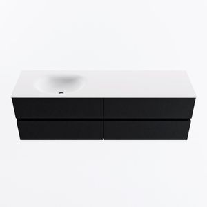 MONDIAZ VICA 160cm badmeubel onderkast Urban 4 lades. Wastafel MOON links 1 kraangat, kleur Talc.