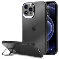 iPhone 12/12 Pro Hybrid Case met Verborgen Standaard - Zwart / Transparant