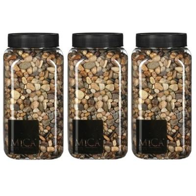 Mica Decorations hobby mini steentjes - 3x - grind - bruin mix - 650 ml - Decoratie materialen