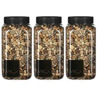 Mica Decorations hobby mini steentjes - 3x - grind - bruin mix - 650 ml - Decoratie materialen