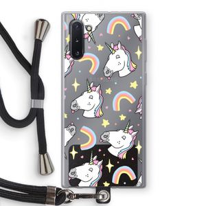 Rainbow Unicorn: Samsung Galaxy Note 10 Transparant Hoesje met koord
