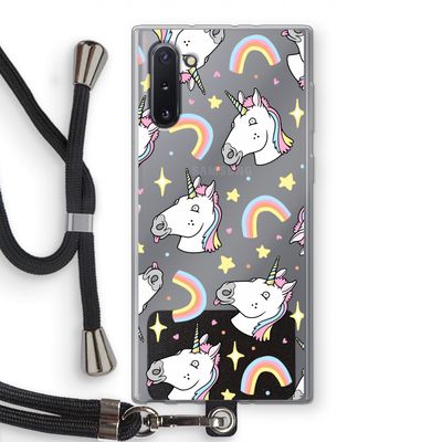 Rainbow Unicorn: Samsung Galaxy Note 10 Transparant Hoesje met koord