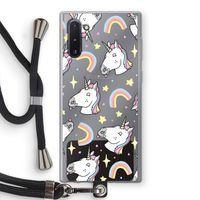 Rainbow Unicorn: Samsung Galaxy Note 10 Transparant Hoesje met koord