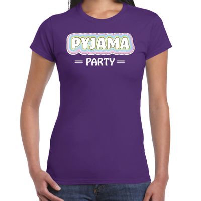 Verkleed T-shirt voor dames - pyjama party - paars - carnaval - foute party