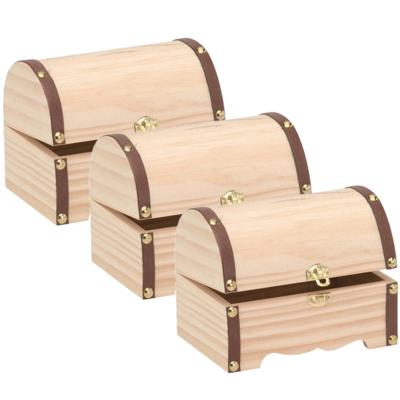 Houten kistje ronde deksel - 3x stuks - 15 x 10 cm - hobby/knutselmateriaal - sieradenkistje - cadea