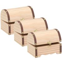 Houten kistje ronde deksel - 3x stuks - 15 x 10 cm - hobby/knutselmateriaal - sieradenkistje - cadea