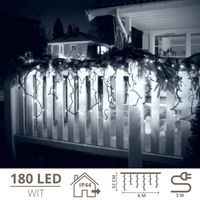 IJspegel verlichting buiten - Lichtgordijn - Ijspegelverlichting - Ijspegel verlichting - 180 LED's - 6 meter - Wit - thumbnail