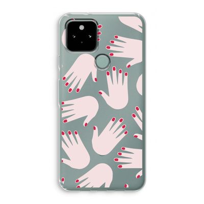 Hands pink: Google Pixel 5 Transparant Hoesje