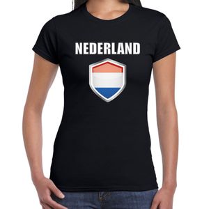Nederland fun/ supporter t-shirt dames met Nederlandse vlag in vlaggenschild 2XL  -