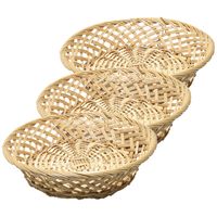 Broodmand rond - 3x - D33 cm - mandje rotan/riet - thumbnail