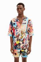 Korte mouwen shirt met popprint. - BLUE - XXL - thumbnail