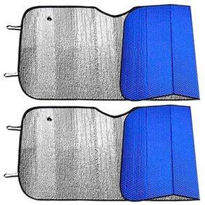 Auto zonnescherm - 2x - blauw - aluminium - L70 x B150 cm