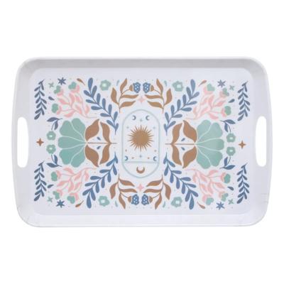 5Five Design dienblad van melamine - 47 x 30 x 2 cm - flowers print wit