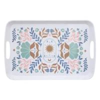 5Five Design dienblad van melamine - 47 x 30 x 2 cm - flowers print wit