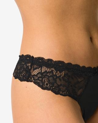 140 Damesstring Micro Met Kant Zwart (zwart)