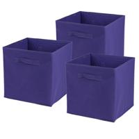 Opbergmand/kastmand Square Box - 3x - karton/kunststof - 29 liter - paars - 31 x 31 x 31 cm