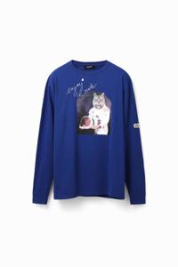 Oversized T-shirt met astronautenkat - BLUE - M