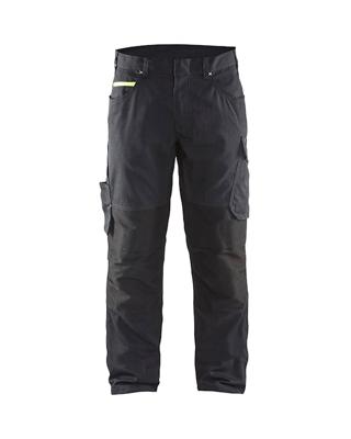 Blåkläder Service werkbroek met stretch zonder spijkerzakken 14951330 | Zwart/High-Vis Geel | Maat 46 - 7330509544310