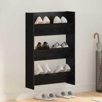 Wand Schoenenkasten met plank Anders Zwart eiken Bewerkt hout