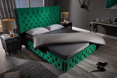 Design bedstee PARIS 180x200cm donkergroen fluweel Chesterfield tweepersoonsbed - 41336