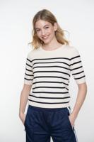 Geisha Pull Stripe Short Sleeves 54002-10 10 Off-white/navy