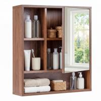 Badkamermeubel met Spiegel Voorzien van een Spiegel en 5 Legplanken 55 x 16 x 61 cm-Bruin