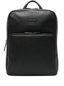 PIQUADRO sac à dos en cuir à patch logo - Noir