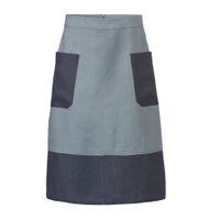 Tweekleurige linnen rok in een A-silhouet, rookblauw-nachtblauw Maat: 38
