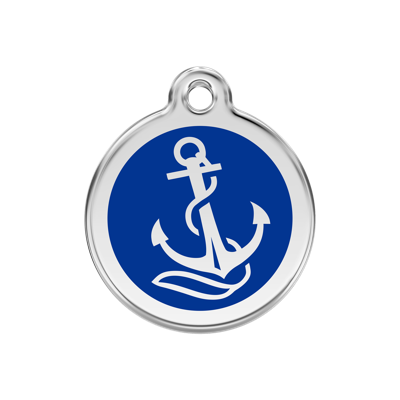 Anchor Navy roestvrijstalen hondenpenning medium/gemiddeld dia. 3 cm - Reddingo