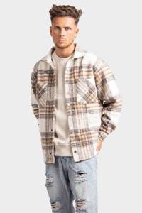 Couture Club Brushed Check Shacket Heren Beige/Wit - Maat S - Kleur: BeigeWit | Soccerfanshop