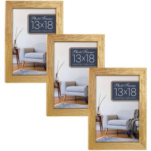 3x stuks houten fotolijst goud geschikt voor een foto van 13 x 18 cm