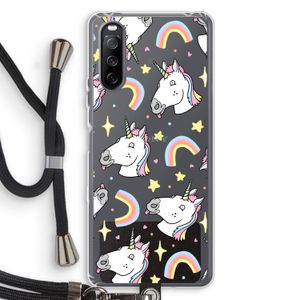 Rainbow Unicorn: Sony Sony Xperia 10 III Transparant Hoesje met koord