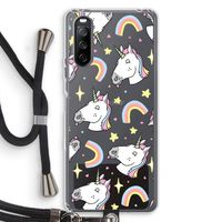 Rainbow Unicorn: Sony Sony Xperia 10 III Transparant Hoesje met koord - thumbnail