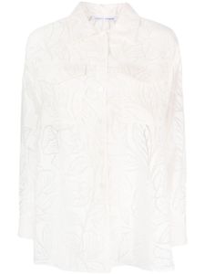 Alberta Ferretti chemise transparent à fleurs - Blanc
