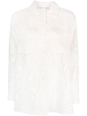 Alberta Ferretti chemise transparent à fleurs - Blanc